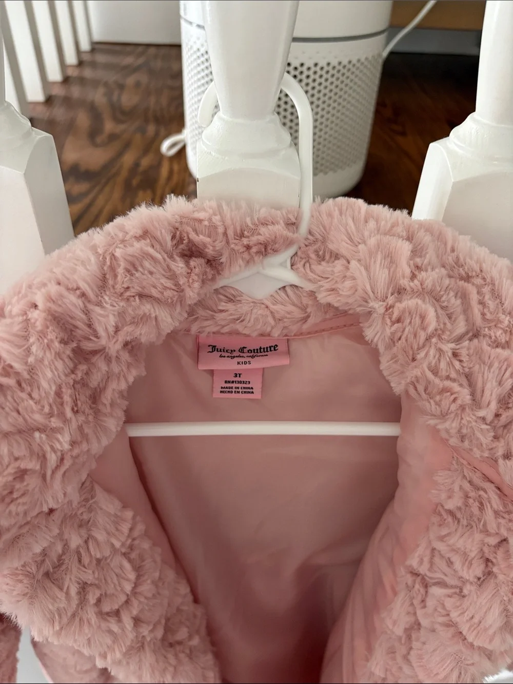 Juicy Couture Girls' Dusty Pink Plush Pea Coat